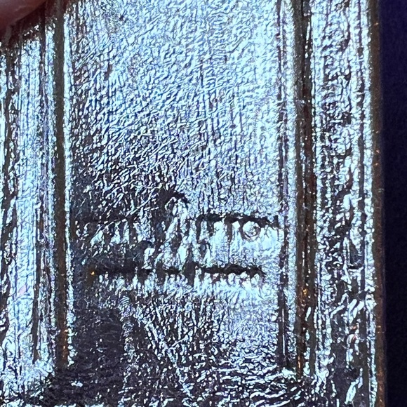 LV Authentic METALLIC Silver Leather Name Tag Bag Charm Key Chain RARE OAK - Picture 4 of 14